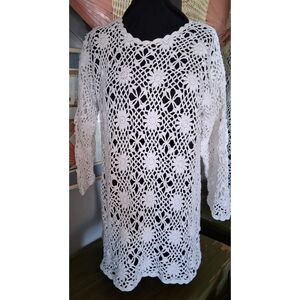 Spiegel White Crochet Knit Top